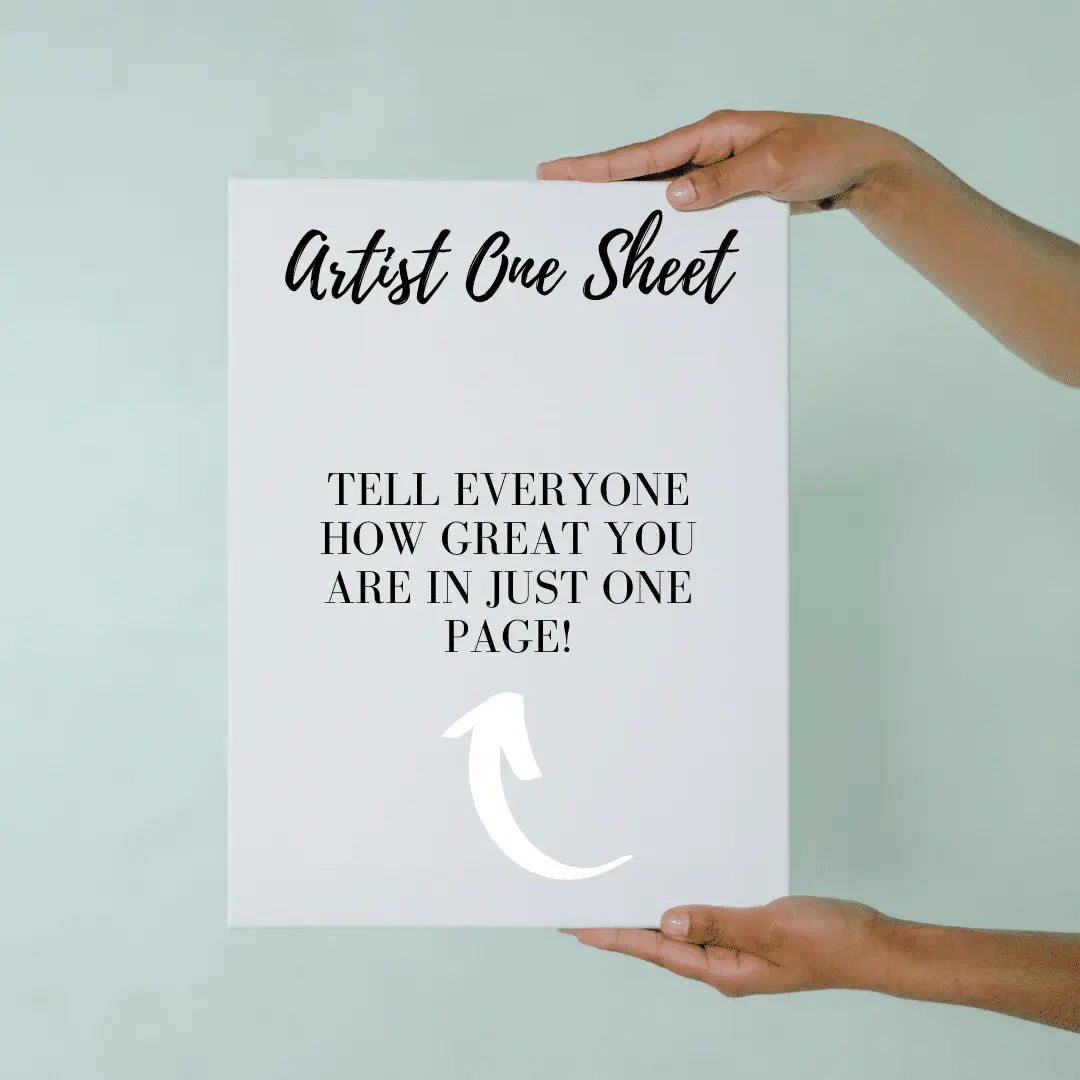 Artist One Sheet with text that reads "Tell everyone how great you are in just one page!"